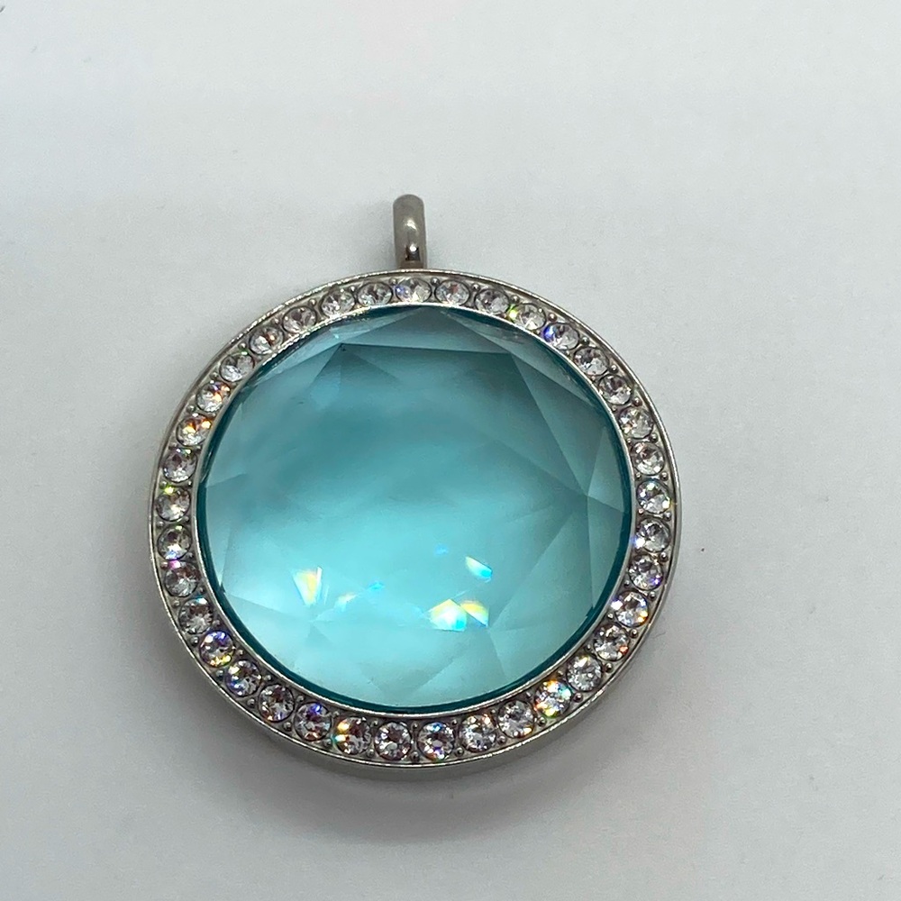 Origami Owl Silver Aqua Prism Twist Swarovski Crystal Living Locket Med | 1.4” L